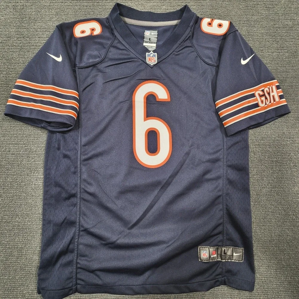 Nike Chicago Bears Jersey Boys Large 14/16 Navy Jay Cutler 6 NFL On Field